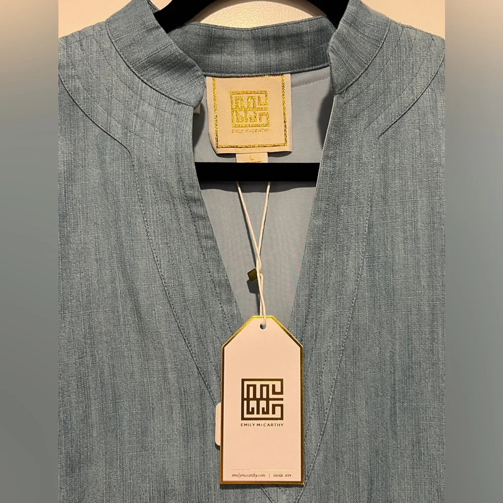 Emily McCarthy Denim woman’s dress Large NEW Blue Puff Sleeve Dress - Picture 4 of 11